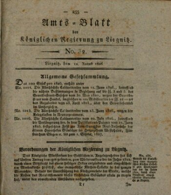 Amts-Blatt der Preußischen Regierung zu Liegnitz Samstag 12. August 1826