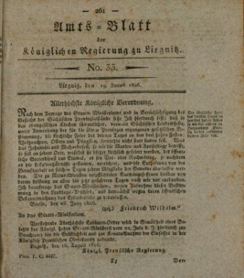 Amts-Blatt der Preußischen Regierung zu Liegnitz Samstag 19. August 1826