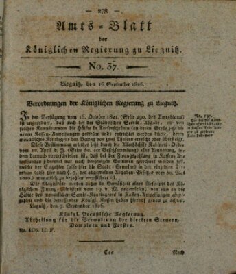 Amts-Blatt der Preußischen Regierung zu Liegnitz Samstag 16. September 1826