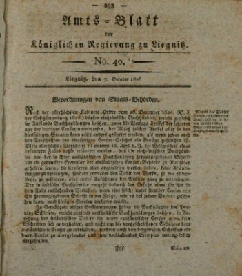 Amts-Blatt der Preußischen Regierung zu Liegnitz Samstag 7. Oktober 1826