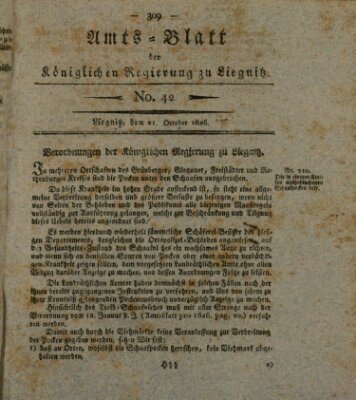 Amts-Blatt der Preußischen Regierung zu Liegnitz Samstag 21. Oktober 1826