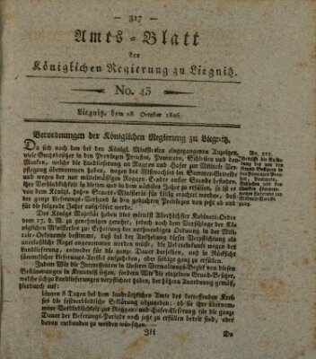 Amts-Blatt der Preußischen Regierung zu Liegnitz Samstag 28. Oktober 1826