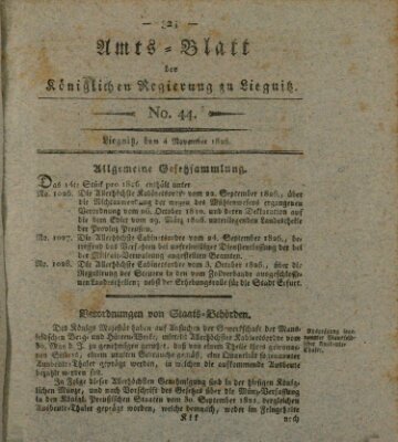 Amts-Blatt der Preußischen Regierung zu Liegnitz Samstag 4. November 1826