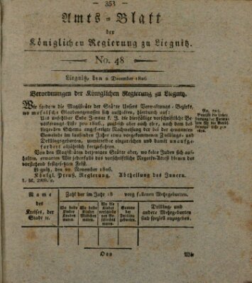 Amts-Blatt der Preußischen Regierung zu Liegnitz Samstag 2. Dezember 1826