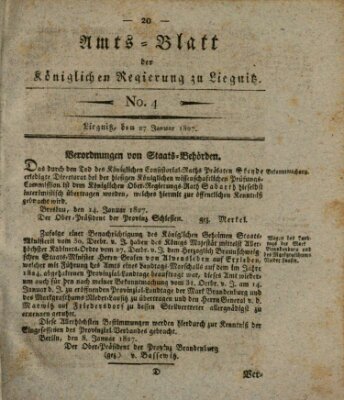 Amts-Blatt der Preußischen Regierung zu Liegnitz Samstag 27. Januar 1827