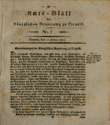 Amts-Blatt der Preußischen Regierung zu Liegnitz Samstag 17. Februar 1827