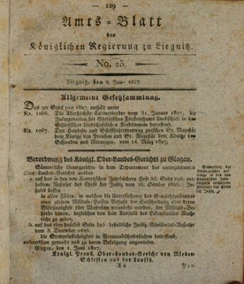 Amts-Blatt der Preußischen Regierung zu Liegnitz Samstag 9. Juni 1827