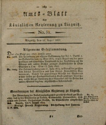 Amts-Blatt der Preußischen Regierung zu Liegnitz Samstag 11. August 1827