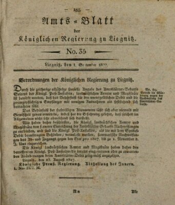 Amts-Blatt der Preußischen Regierung zu Liegnitz Samstag 1. September 1827