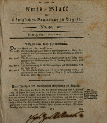 Amts-Blatt der Preußischen Regierung zu Liegnitz Samstag 6. Oktober 1827