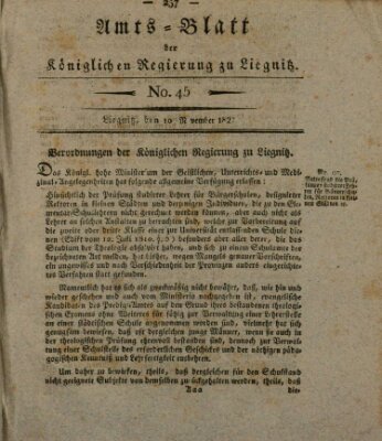 Amts-Blatt der Preußischen Regierung zu Liegnitz Samstag 10. November 1827