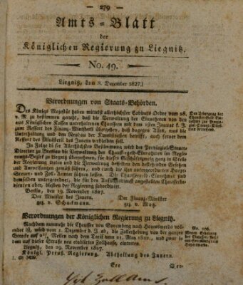 Amts-Blatt der Preußischen Regierung zu Liegnitz Samstag 8. Dezember 1827