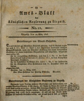 Amts-Blatt der Preußischen Regierung zu Liegnitz Samstag 22. März 1828