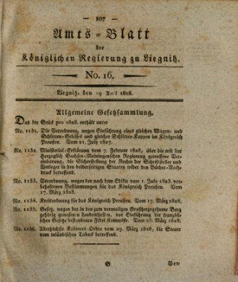 Amts-Blatt der Preußischen Regierung zu Liegnitz Samstag 19. April 1828