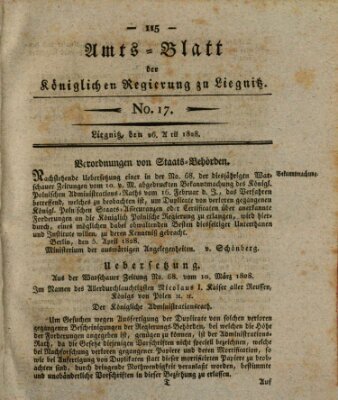 Amts-Blatt der Preußischen Regierung zu Liegnitz Samstag 26. April 1828