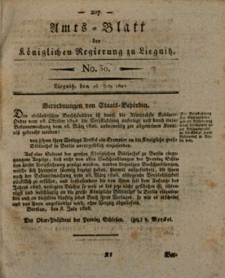 Amts-Blatt der Preußischen Regierung zu Liegnitz Samstag 26. Juli 1828