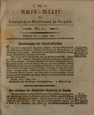 Amts-Blatt der Preußischen Regierung zu Liegnitz Samstag 2. August 1828