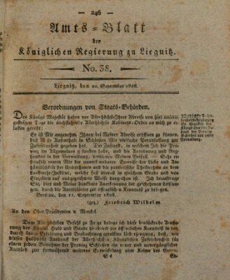 Amts-Blatt der Preußischen Regierung zu Liegnitz Samstag 20. September 1828