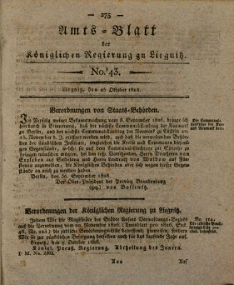 Amts-Blatt der Preußischen Regierung zu Liegnitz Samstag 25. Oktober 1828