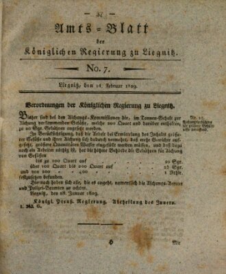 Amts-Blatt der Preußischen Regierung zu Liegnitz Samstag 14. Februar 1829