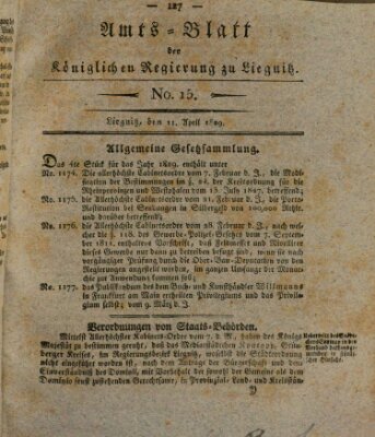 Amts-Blatt der Preußischen Regierung zu Liegnitz Samstag 11. April 1829