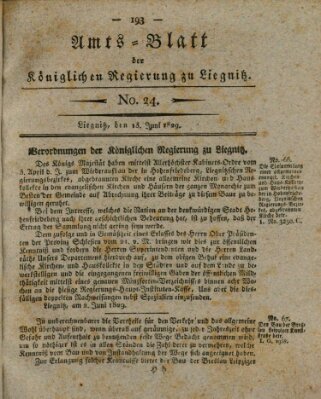 Amts-Blatt der Preußischen Regierung zu Liegnitz Samstag 13. Juni 1829