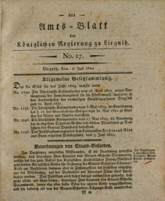 Amts-Blatt der Preußischen Regierung zu Liegnitz Samstag 4. Juli 1829