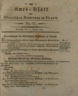 Amts-Blatt der Preußischen Regierung zu Liegnitz Samstag 15. August 1829