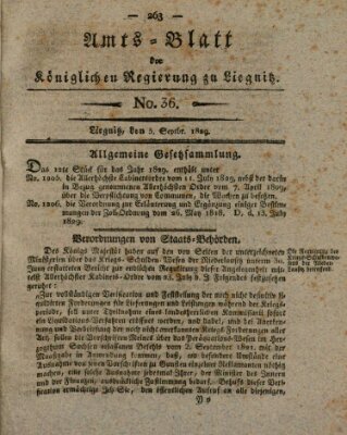 Amts-Blatt der Preußischen Regierung zu Liegnitz Samstag 5. September 1829