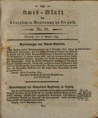 Amts-Blatt der Preußischen Regierung zu Liegnitz Samstag 19. September 1829