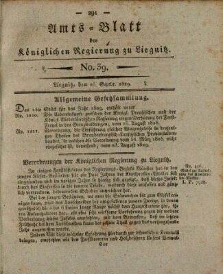 Amts-Blatt der Preußischen Regierung zu Liegnitz Samstag 26. September 1829