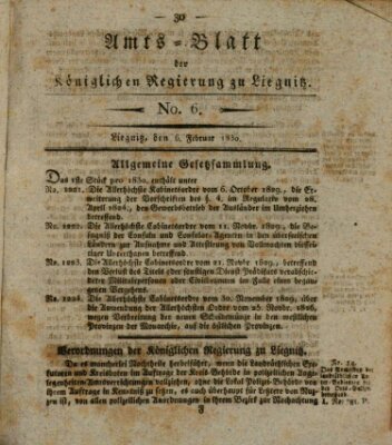 Amts-Blatt der Preußischen Regierung zu Liegnitz Samstag 6. Februar 1830