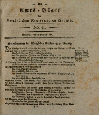 Amts-Blatt der Preußischen Regierung zu Liegnitz Samstag 9. Oktober 1830