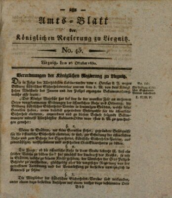 Amts-Blatt der Preußischen Regierung zu Liegnitz Samstag 23. Oktober 1830