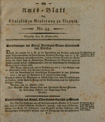 Amts-Blatt der Preußischen Regierung zu Liegnitz Samstag 30. Oktober 1830