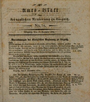 Amts-Blatt der Preußischen Regierung zu Liegnitz Samstag 25. Dezember 1830