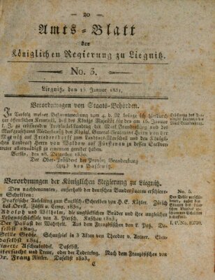 Amts-Blatt der Preußischen Regierung zu Liegnitz Samstag 15. Januar 1831