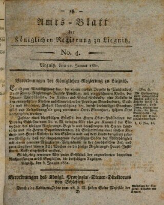 Amts-Blatt der Preußischen Regierung zu Liegnitz Samstag 22. Januar 1831