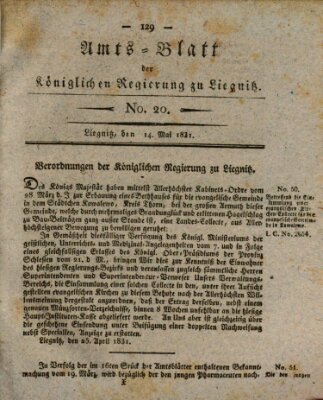 Amts-Blatt der Preußischen Regierung zu Liegnitz Samstag 14. Mai 1831