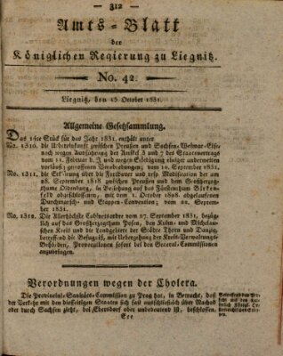 Amts-Blatt der Preußischen Regierung zu Liegnitz Samstag 15. Oktober 1831