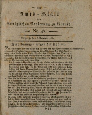 Amts-Blatt der Preußischen Regierung zu Liegnitz Samstag 5. November 1831