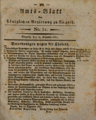 Amts-Blatt der Preußischen Regierung zu Liegnitz Samstag 17. Dezember 1831