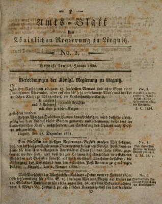 Amts-Blatt der Preußischen Regierung zu Liegnitz Samstag 14. Januar 1832