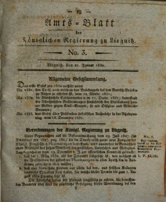 Amts-Blatt der Preußischen Regierung zu Liegnitz Samstag 21. Januar 1832