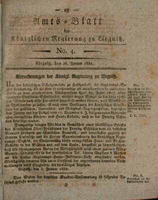 Amts-Blatt der Preußischen Regierung zu Liegnitz Samstag 28. Januar 1832