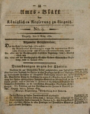 Amts-Blatt der Preußischen Regierung zu Liegnitz Samstag 3. März 1832