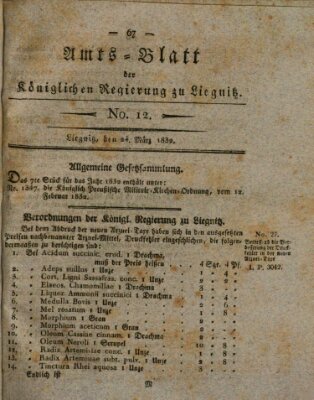 Amts-Blatt der Preußischen Regierung zu Liegnitz Samstag 24. März 1832