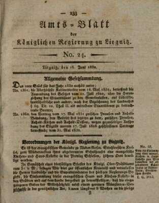 Amts-Blatt der Preußischen Regierung zu Liegnitz Samstag 16. Juni 1832