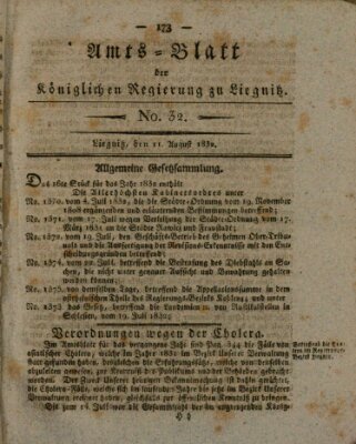 Amts-Blatt der Preußischen Regierung zu Liegnitz Samstag 11. August 1832