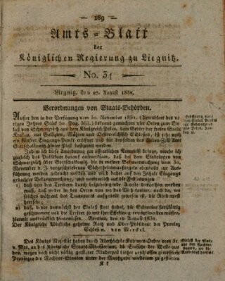 Amts-Blatt der Preußischen Regierung zu Liegnitz Samstag 25. August 1832